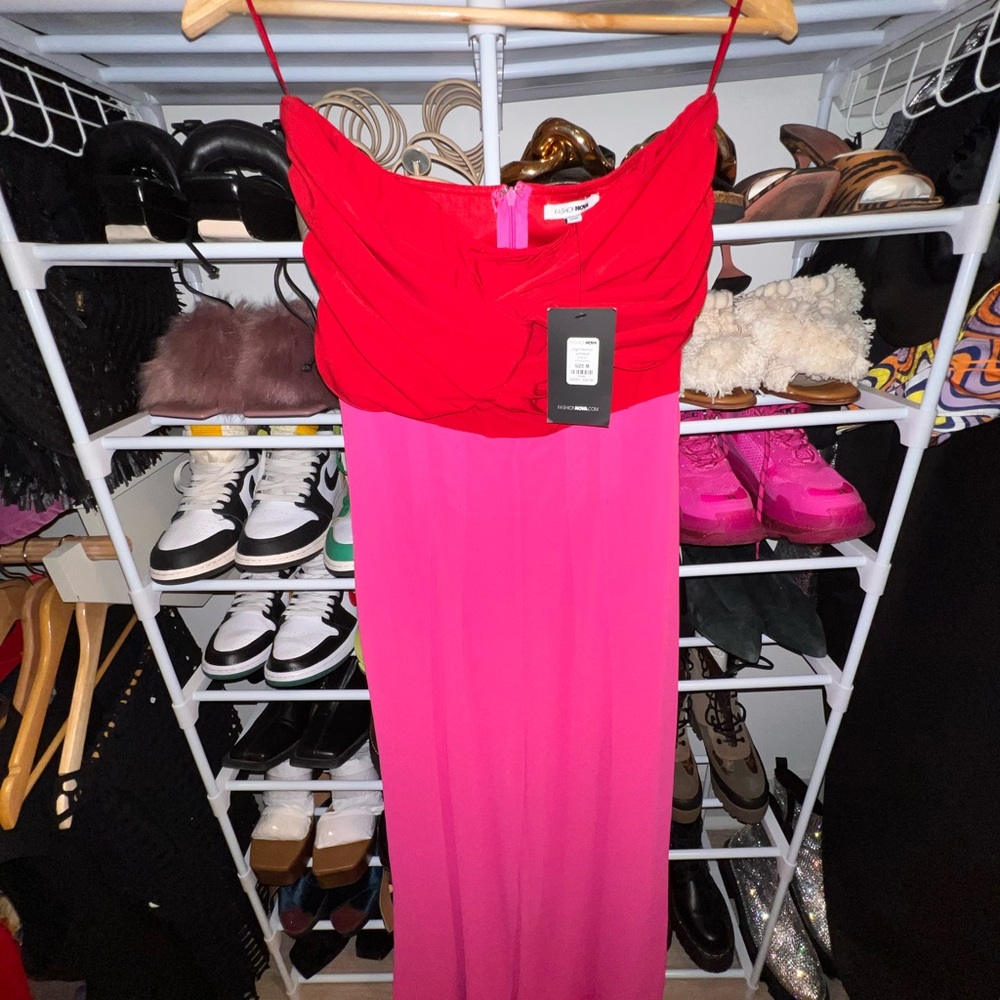 NWT Fashion Nova Pink & Red Jumpsuit